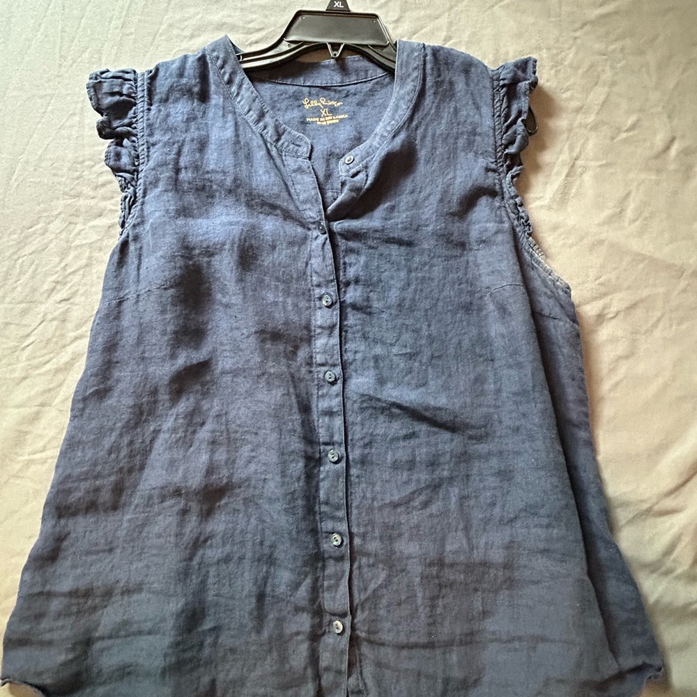 Lilly Pulitzer Blue Linen Button-Up Tank